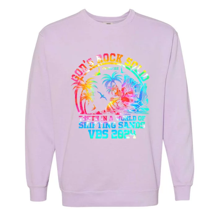 Gods Rock Solid Breaker Rock Beach Vbs 2024 Christian Gift Garment-Dyed Sweatshirt