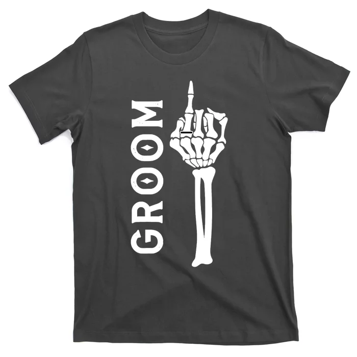 Groom Retro Skeleton Hand Gothic Bachelorette Party T-Shirt