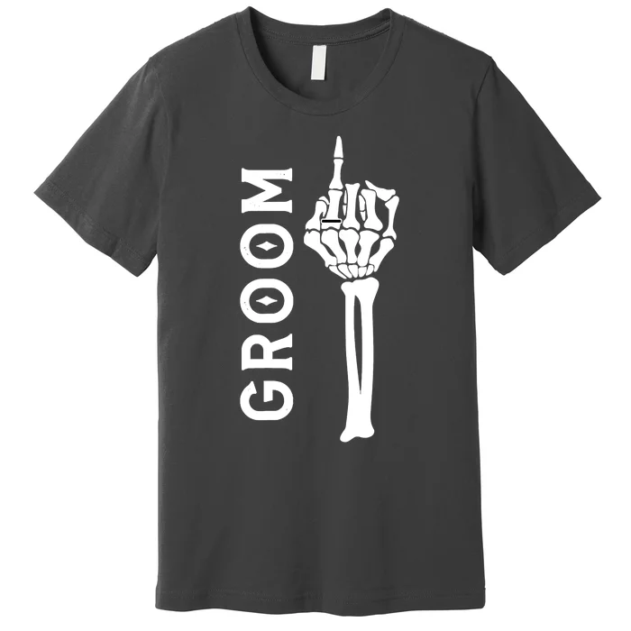 Groom Retro Skeleton Hand Gothic Bachelorette Party Premium T-Shirt