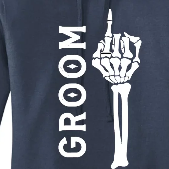 Groom Retro Skeleton Hand Gothic Bachelorette Party Women's Pullover Hoodie