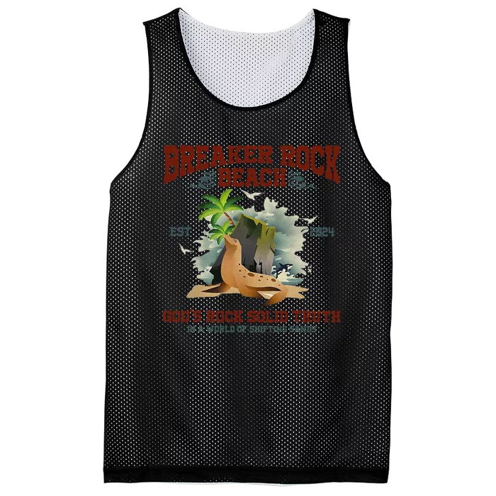 GodS Rock Solid Beach Vbs 2024 Retro Breaker Rock Beach Gift Mesh Reversible Basketball Jersey Tank