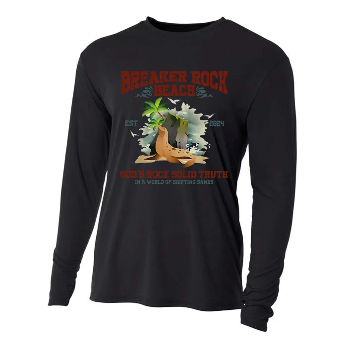 GodS Rock Solid Beach Vbs 2024 Retro Breaker Rock Beach Gift Cooling Performance Long Sleeve Crew