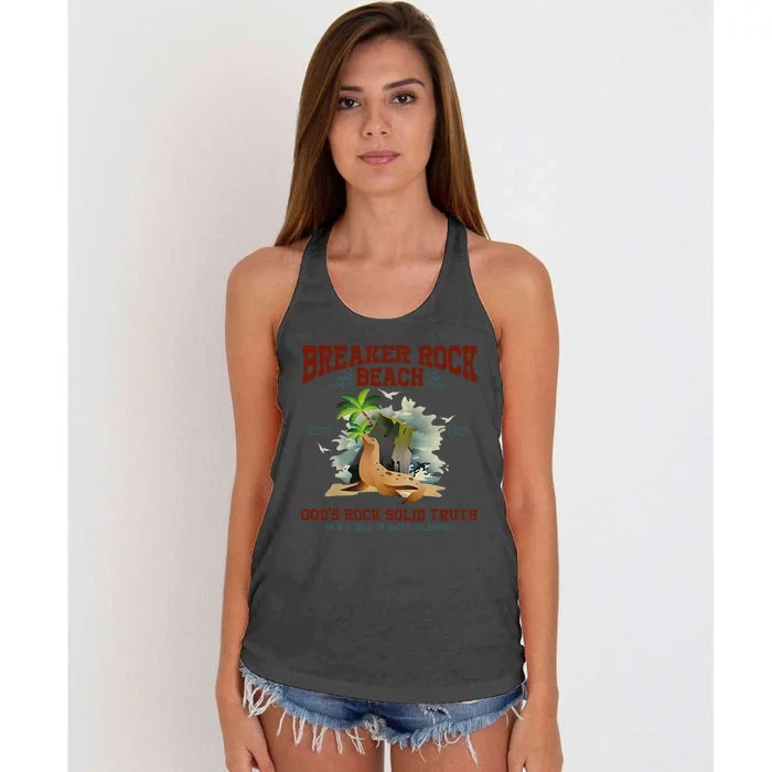 GodS Rock Solid Beach Vbs 2024 Retro Breaker Rock Beach Gift Women's Knotted Racerback Tank