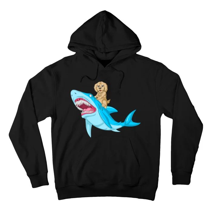 Goldendoodle Riding Shark Hoodie