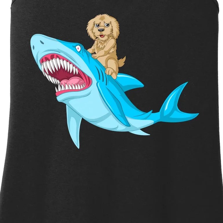 Goldendoodle Riding Shark Ladies Essential Tank