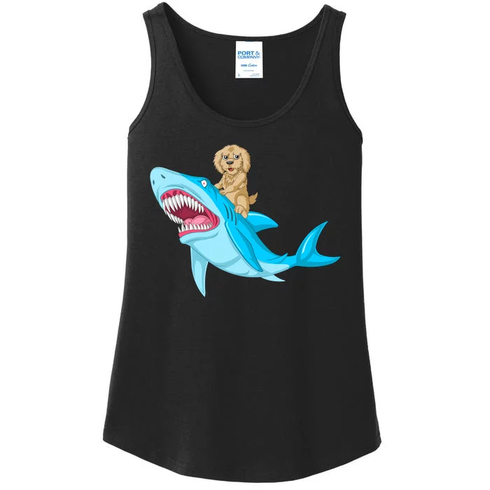 Goldendoodle Riding Shark Ladies Essential Tank