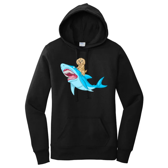 Goldendoodle Riding Shark Women's Pullover Hoodie