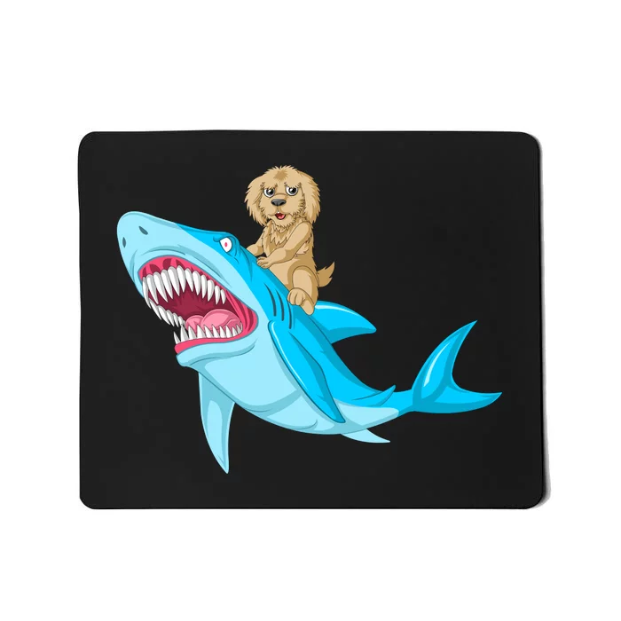 Goldendoodle Riding Shark Mousepad