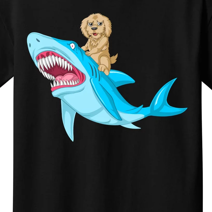 Goldendoodle Riding Shark Kids T-Shirt