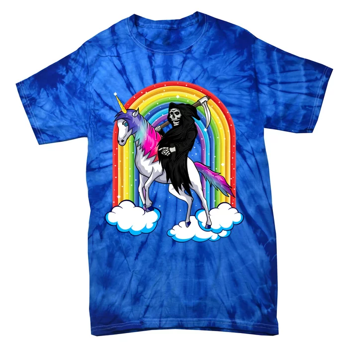 Grim Reaper Skull Riding An Unicorn Death Unicorn Halloween Gift Tie-Dye T-Shirt