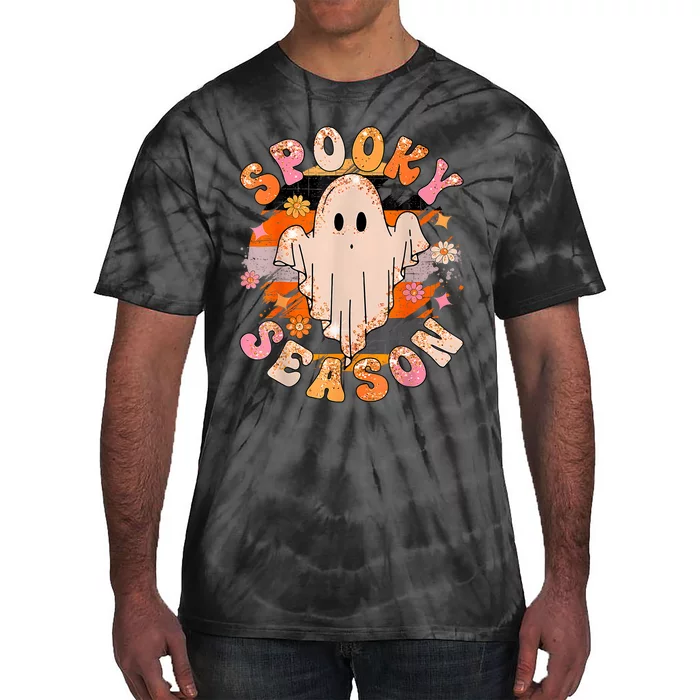 Groovy Retro Spooky Season Retro Ghost Halloween Tie-Dye T-Shirt