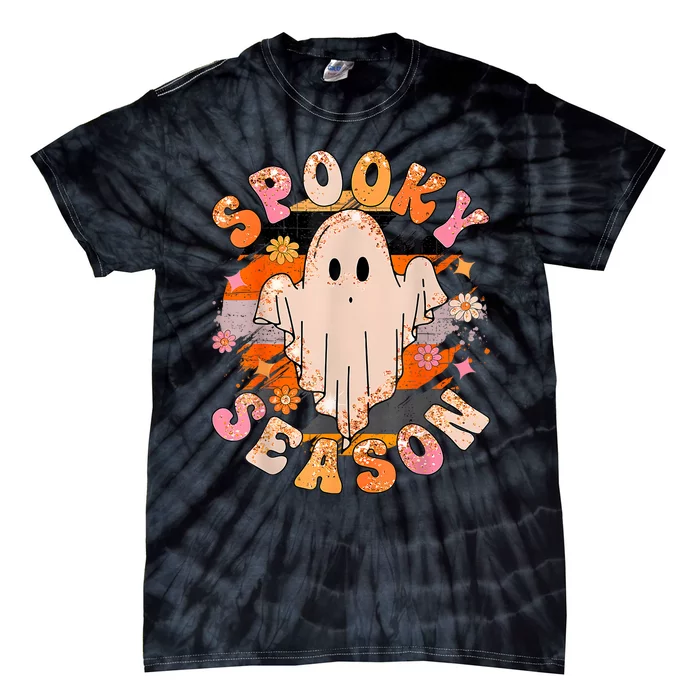 Groovy Retro Spooky Season Retro Ghost Halloween Tie-Dye T-Shirt