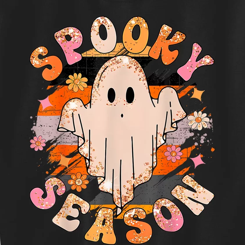 Groovy Retro Spooky Season Retro Ghost Halloween Kids Sweatshirt