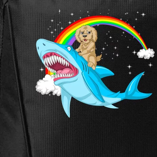 Goldendoodle Riding Shark City Backpack