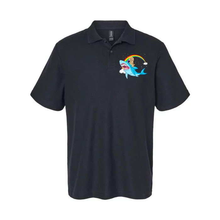 Goldendoodle Riding Shark Softstyle Adult Sport Polo