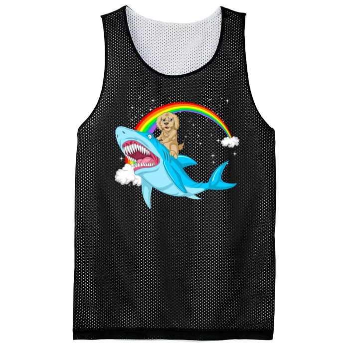 Goldendoodle Riding Shark Mesh Reversible Basketball Jersey Tank