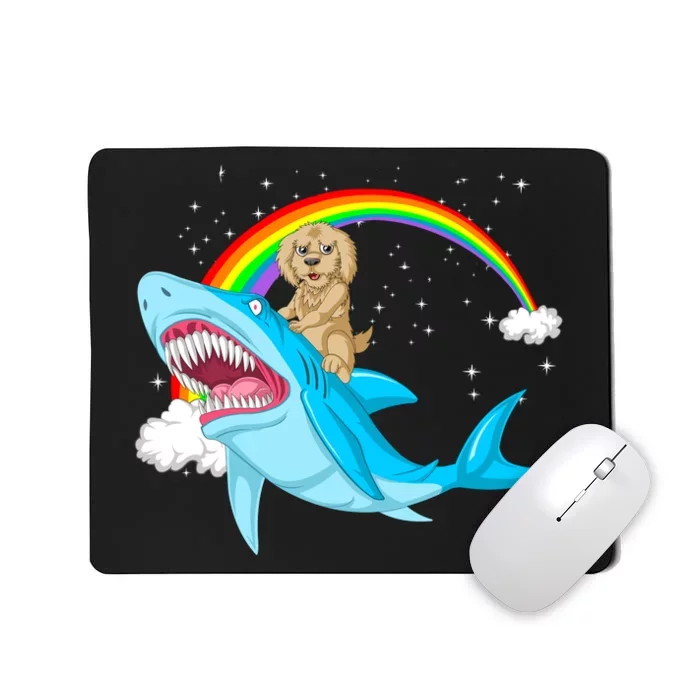 Goldendoodle Riding Shark Mousepad