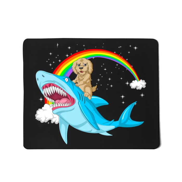 Goldendoodle Riding Shark Mousepad