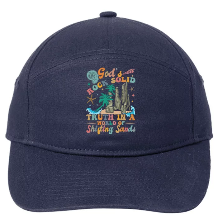 GodS Rocks Solid Breaker Rock Beach Vbs 2025 Christian Gift 7-Panel Snapback Hat