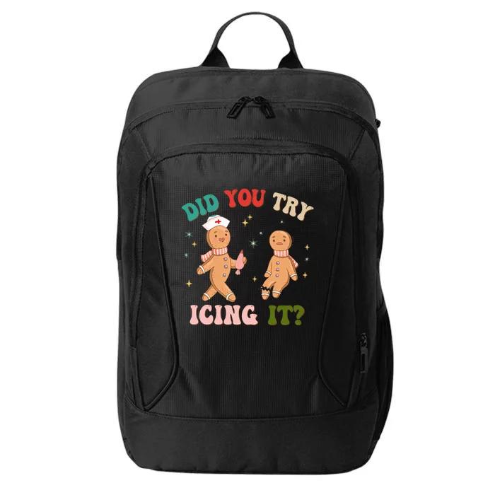 Groovy Retro School Nurse Christmas Did You Try Icing It City Backpack