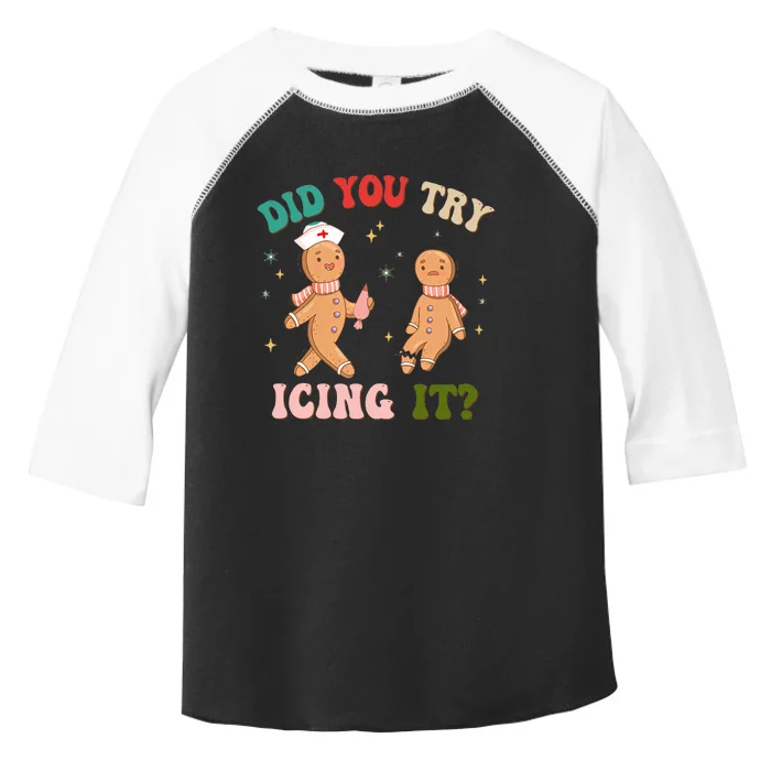 Groovy Retro School Nurse Christmas Did You Try Icing It Toddler Fine Jersey T-Shirt