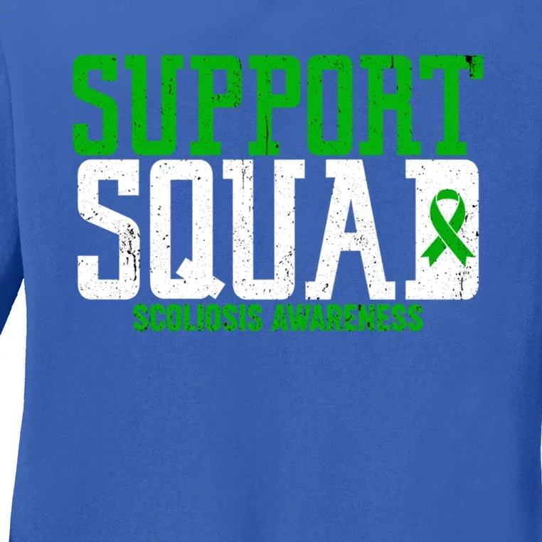 Green Ribbon Support Squad Scoliosis Awareness Gift Ladies Long Sleeve Shirt