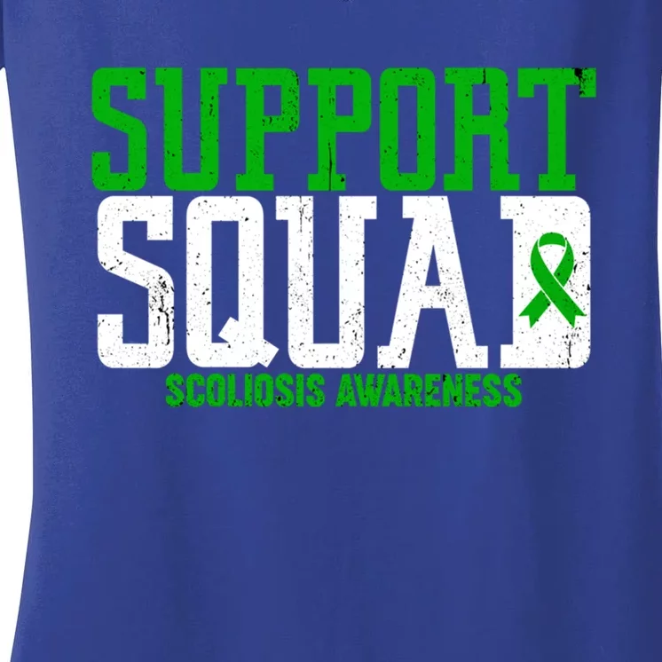 Green Ribbon Support Squad Scoliosis Awareness Gift Women's V-Neck T-Shirt