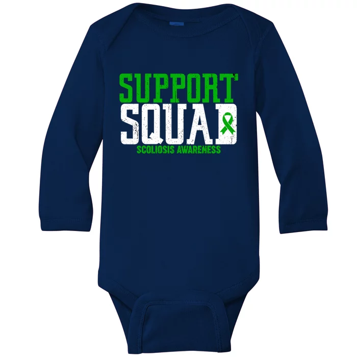 Green Ribbon Support Squad Scoliosis Awareness Gift Baby Long Sleeve Bodysuit