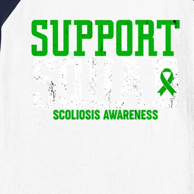 Green Ribbon Support Squad Scoliosis Awareness Gift Baseball Sleeve Shirt