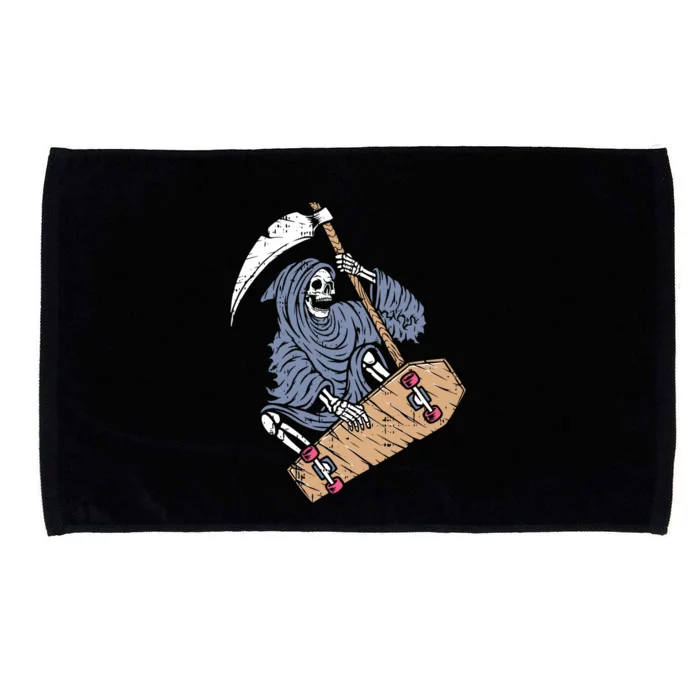 Grim Reaper Skateboard Halloween Costume Funny Ghost Skater Gift Microfiber Hand Towel