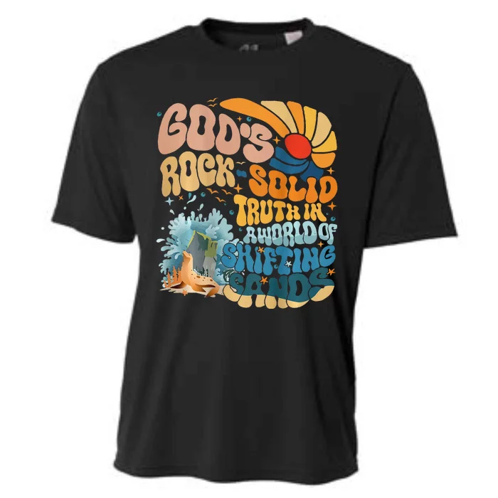 GodS Rock Solid Breaker Rock Beach Vbs 2024 Christian Cooling Performance Crew T-Shirt