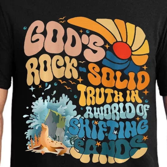 GodS Rock Solid Breaker Rock Beach Vbs 2024 Christian Pajama Set