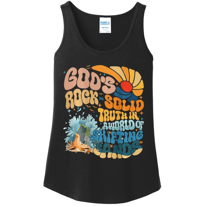 GodS Rock Solid Breaker Rock Beach Vbs 2024 Christian Ladies Essential Tank