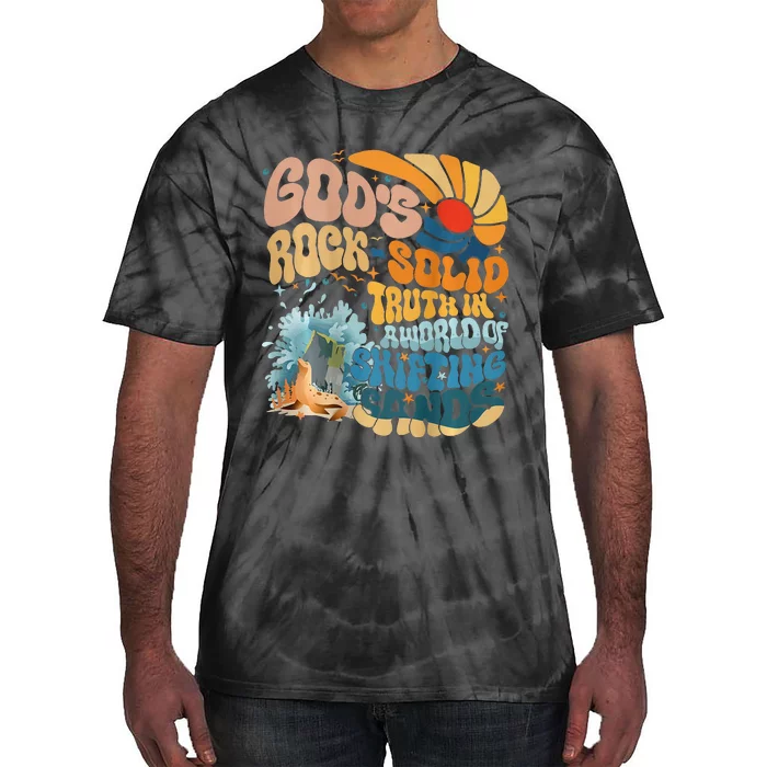 GodS Rock Solid Breaker Rock Beach Vbs 2024 Christian Tie-Dye T-Shirt