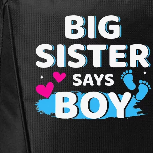 Gender reveal sister says matching family baby party City Backpack