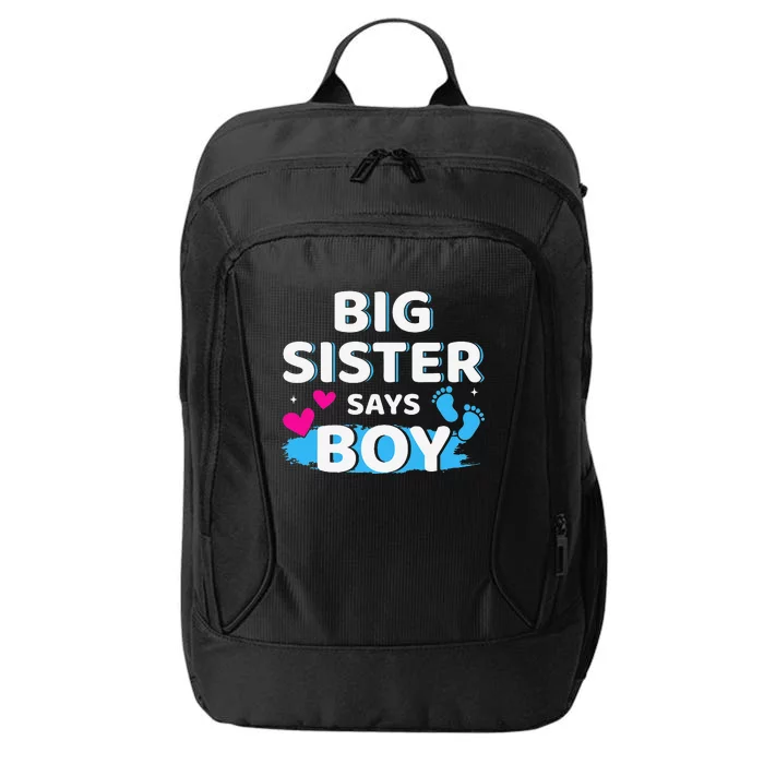 Gender reveal sister says matching family baby party City Backpack