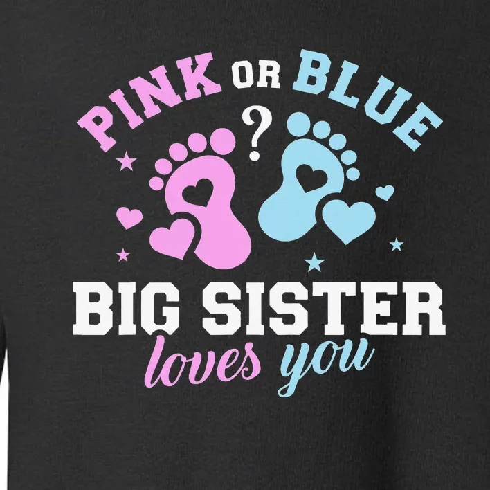 Gender reveal sister says matching family baby party Toddler Sweatshirt