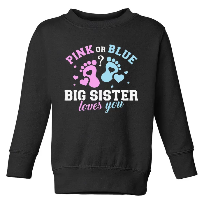 Gender reveal sister says matching family baby party Toddler Sweatshirt