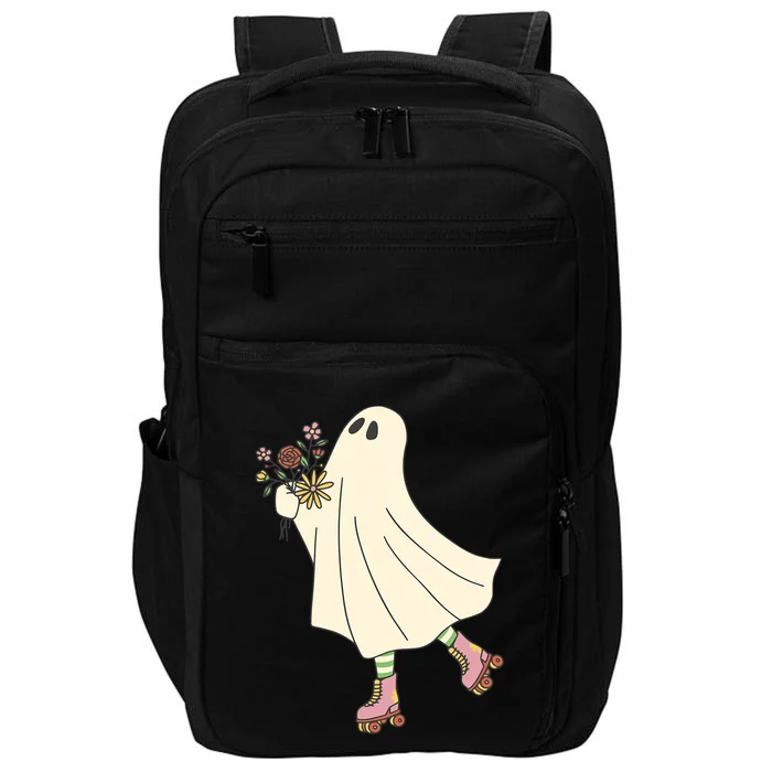 Ghost Roller Skate Halloween Retro Gift Impact Tech Backpack