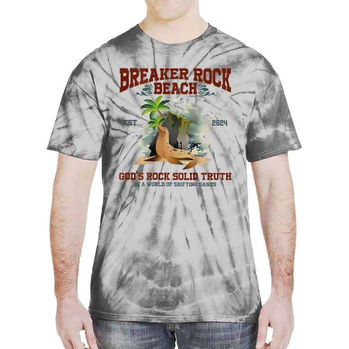 GodS Rock Solid Retro Breaker Rock Beach Vbs 2024 Tie-Dye T-Shirt