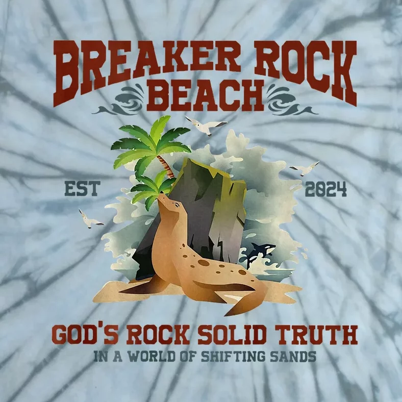 GodS Rock Solid Retro Breaker Rock Beach Vbs 2024 Tie-Dye T-Shirt