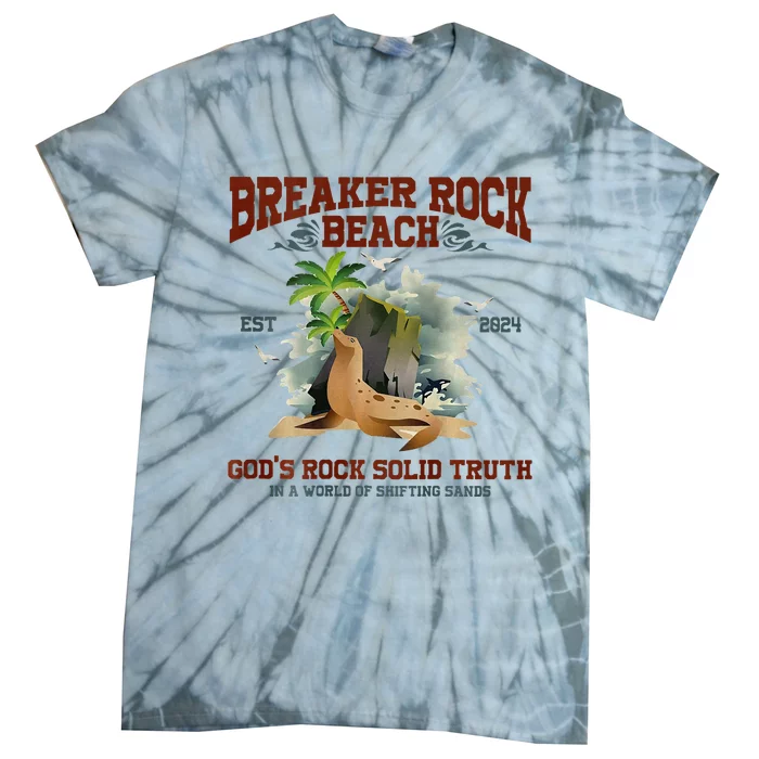 GodS Rock Solid Retro Breaker Rock Beach Vbs 2024 Tie-Dye T-Shirt