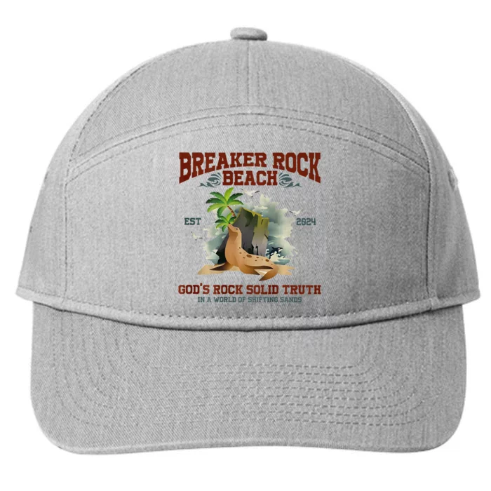 GodS Rock Solid Retro Breaker Rock Beach Vbs 2024 7-Panel Snapback Hat