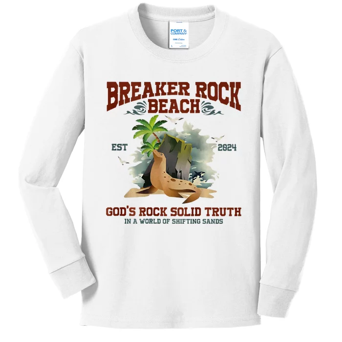 GodS Rock Solid Retro Breaker Rock Beach Vbs 2024 Kids Long Sleeve Shirt