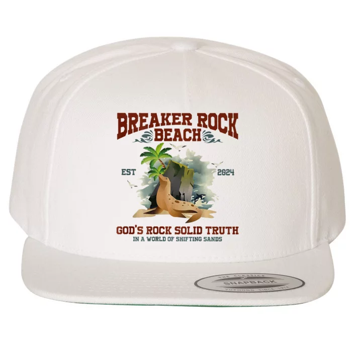 GodS Rock Solid Retro Breaker Rock Beach Vbs 2024 Wool Snapback Cap