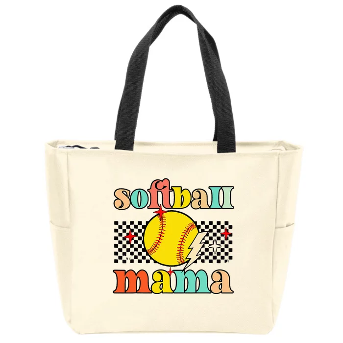 Groovy Retro Softball Mom Mama Sport Lover Funny Mothers Day Zip Tote Bag