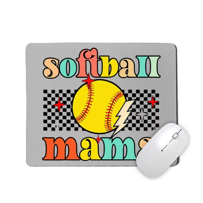 Groovy Retro Softball Mom Mama Sport Lover Funny Mothers Day Mousepad