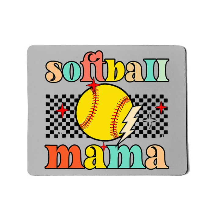 Groovy Retro Softball Mom Mama Sport Lover Funny Mothers Day Mousepad