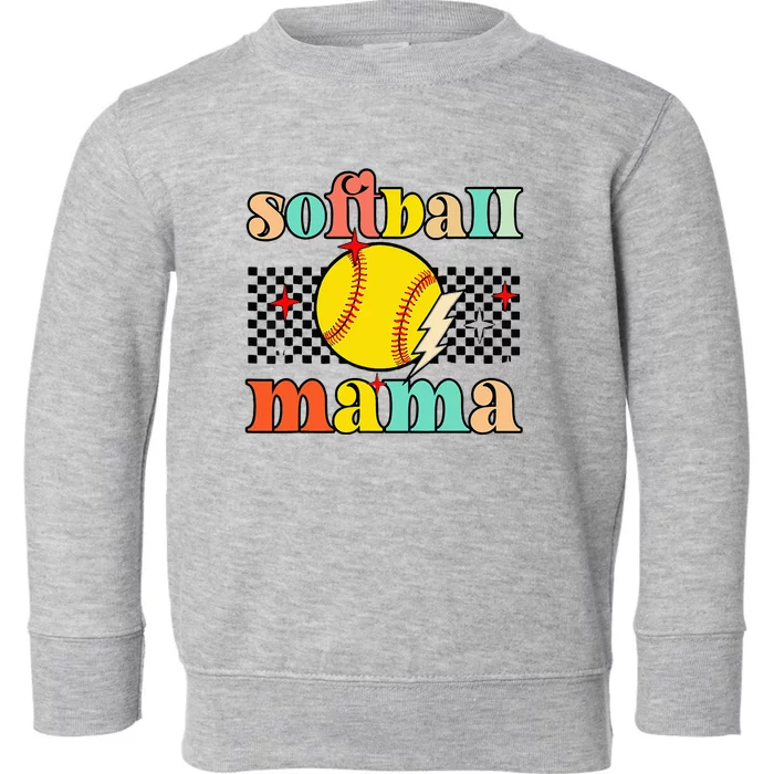 Groovy Retro Softball Mom Mama Sport Lover Funny Mothers Day Toddler Sweatshirt