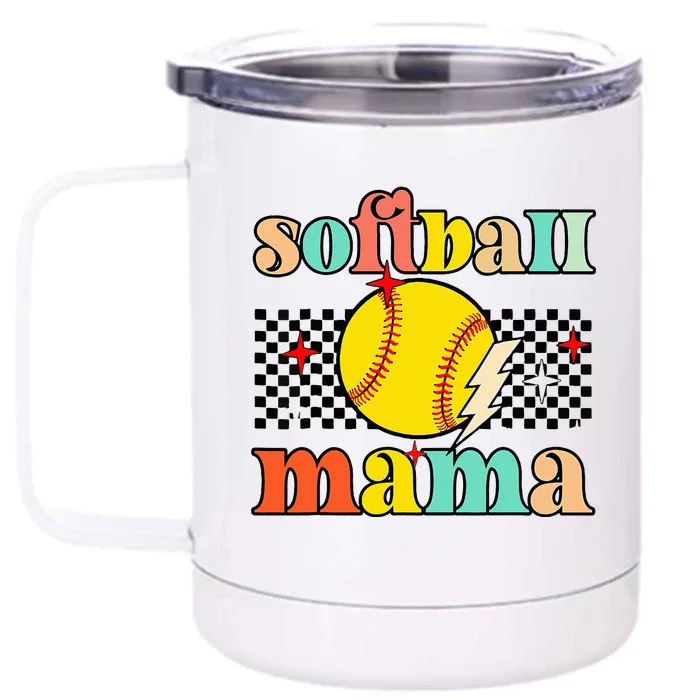 Groovy Retro Softball Mom Mama Sport Lover Funny Mothers Day Front & Back 12oz Stainless Steel Tumbler Cup